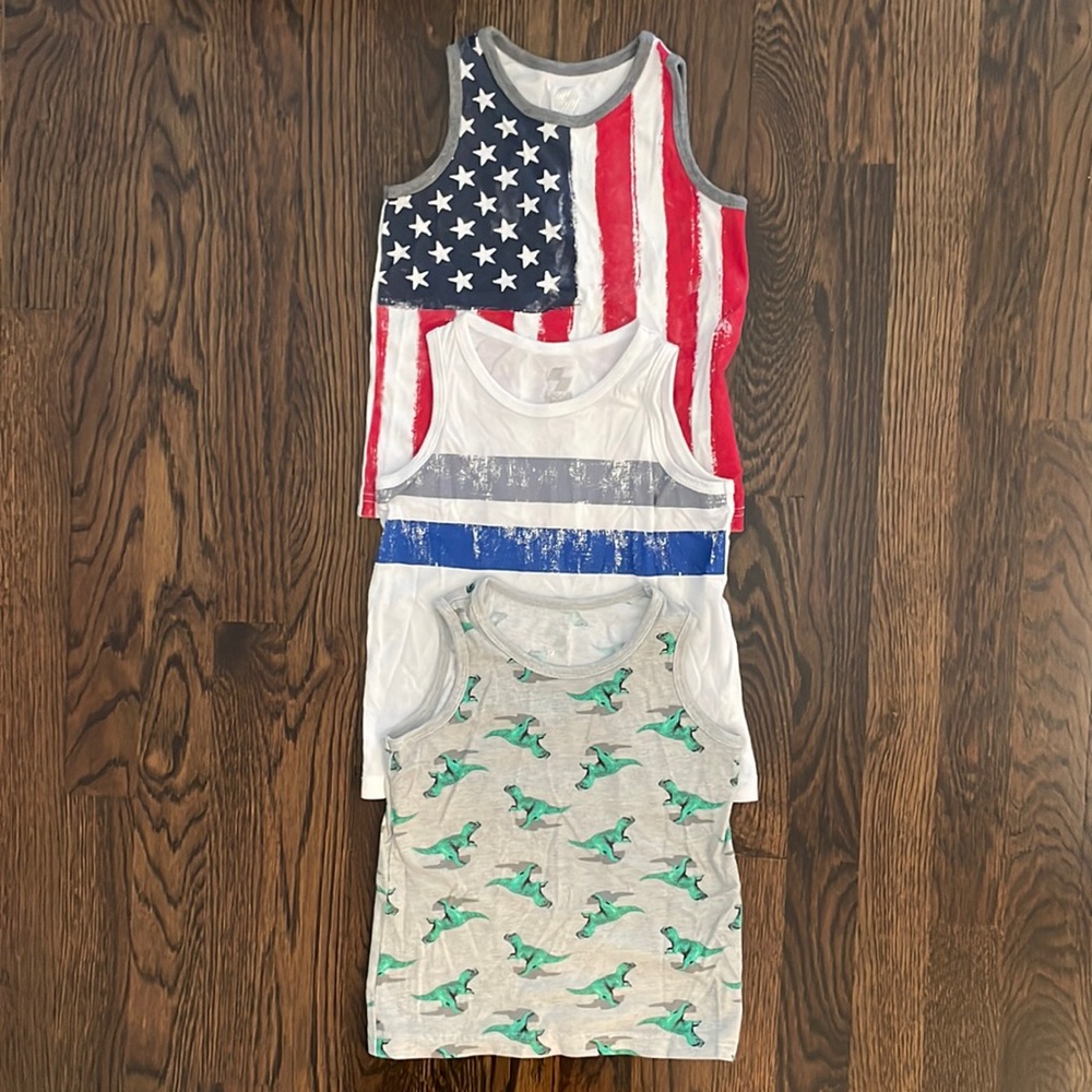 3 Children’s Place Sleeveless Toddler Boy Tank Tops, 2T. US Flag & other prints